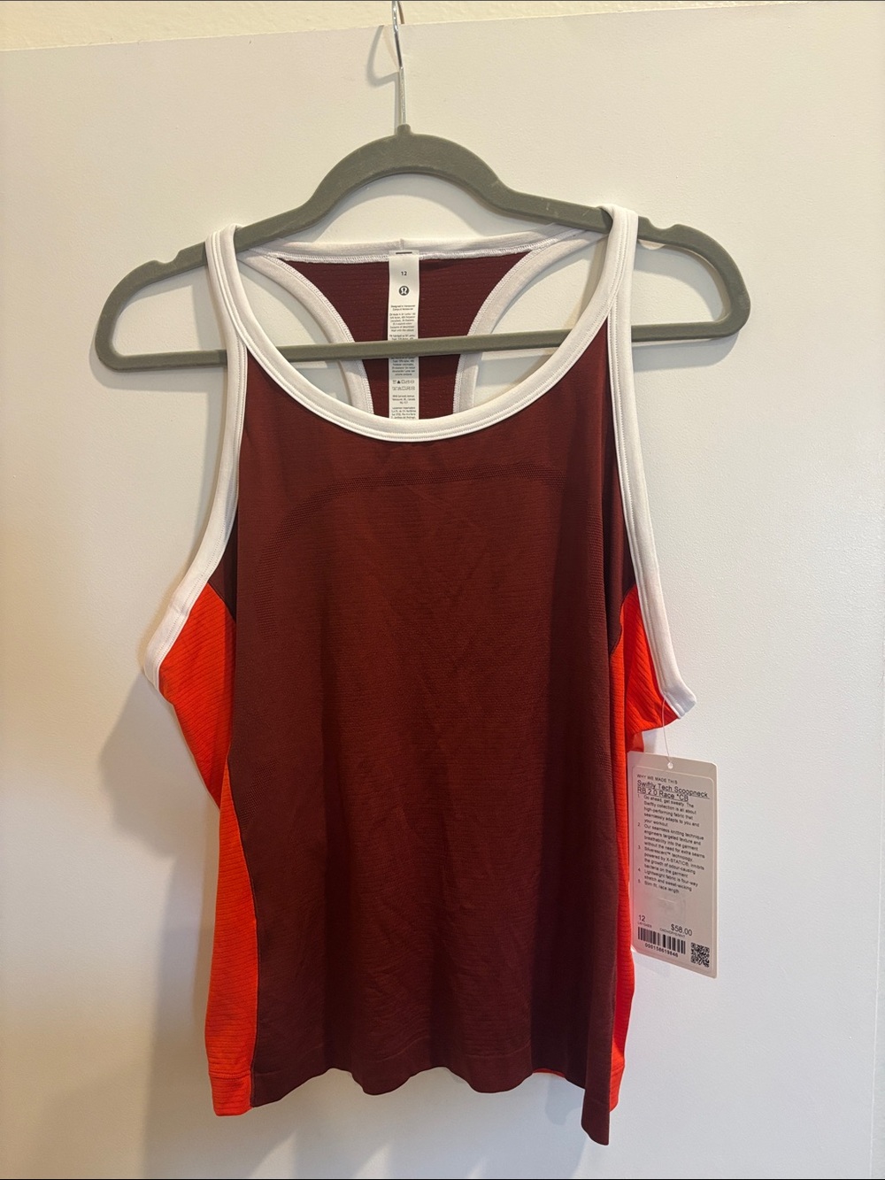 Women’s Colorblock Racerback Tank Top in Maroon and Orange